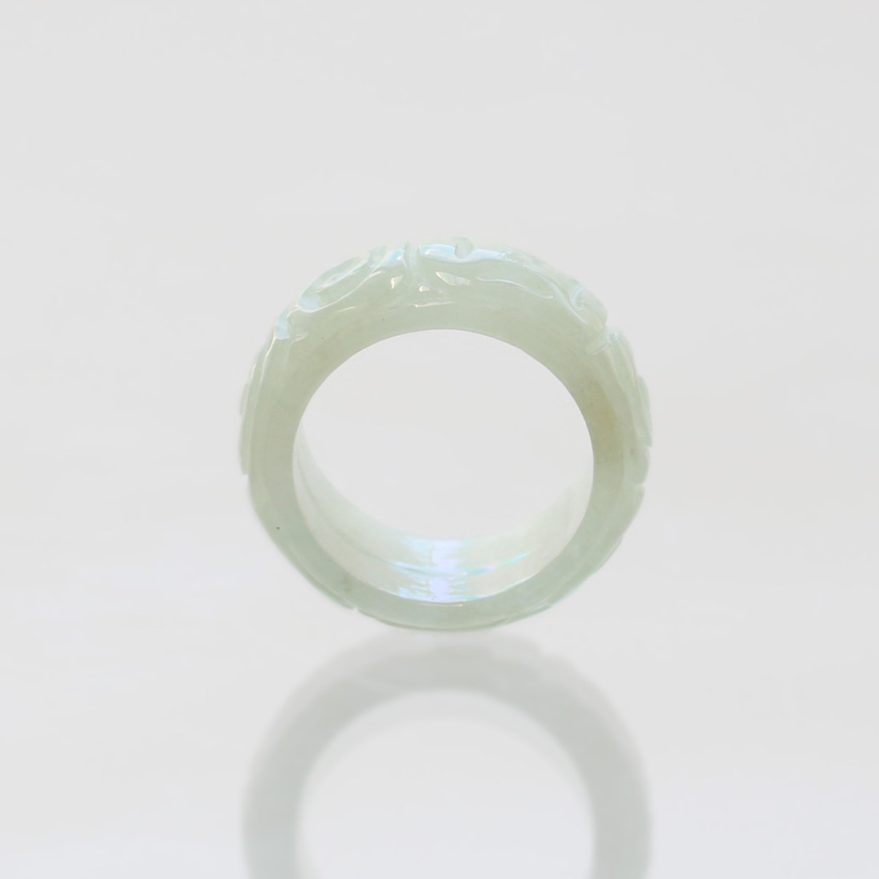 【13号】 Carving NyoYi  翡翠くり抜き甲丸リング A貨翡翠 jd_rg2511