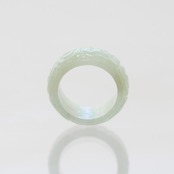 【13号】 Carving NyoYi  翡翠くり抜き甲丸リング A貨翡翠 jd_rg2511