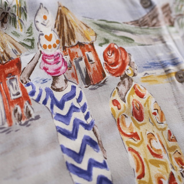 front and sleeve art paint l/s rayon shirt