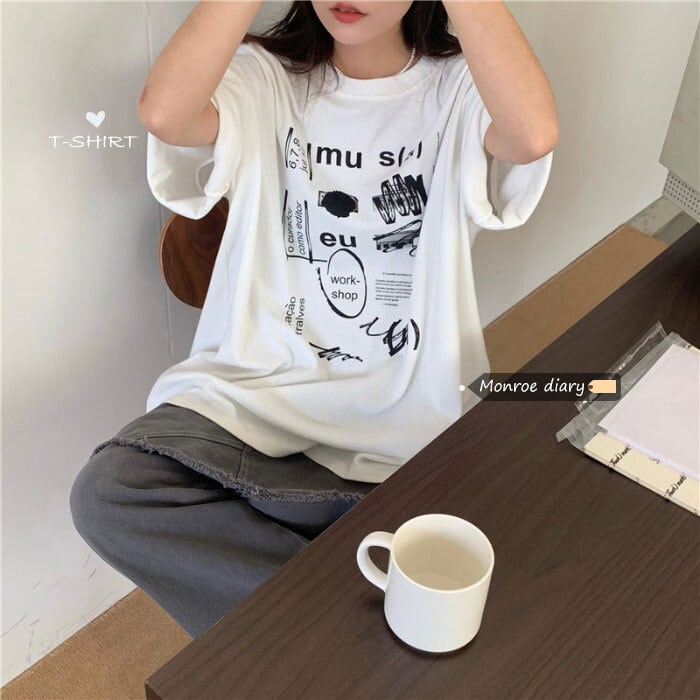 ホワイトTシャツ シャツ オータムウィンタースタイルルーズトップス 秋物 冬物 モンロー90002815972