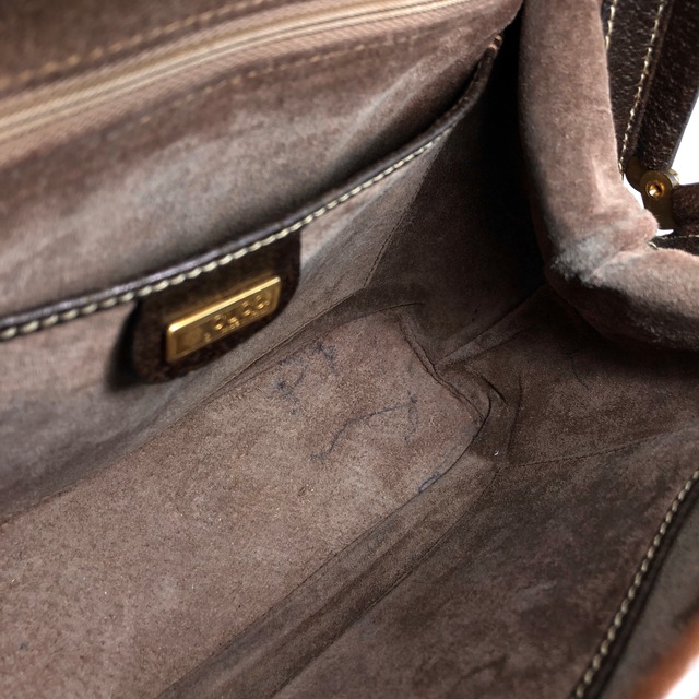 GUCCI グッチ ハンドバッグ ブラウン レザー がま口 vintage ヴィンテージ オールド fva3h4