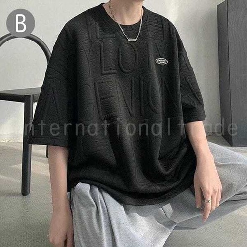 予約 メンズファッション ビッグシルエットTシャツ 半袖  ヘリンボーン柄 英字デザイン ゆったり カジュアル 韓国風 ストリート おしゃれ 大きいサイズ 春 夏 秋 ファッション トップス オーバーサイズ 薄手 通気性 柄Tシャツ ブラック グレー ホワイト S M L XL　mp-166