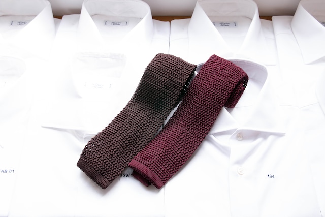 Knit tie "Dark Brown and Bordeaux " colors 3001-19 3012-19