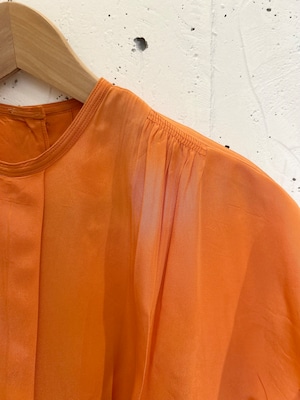 40's orange color rayon blouse