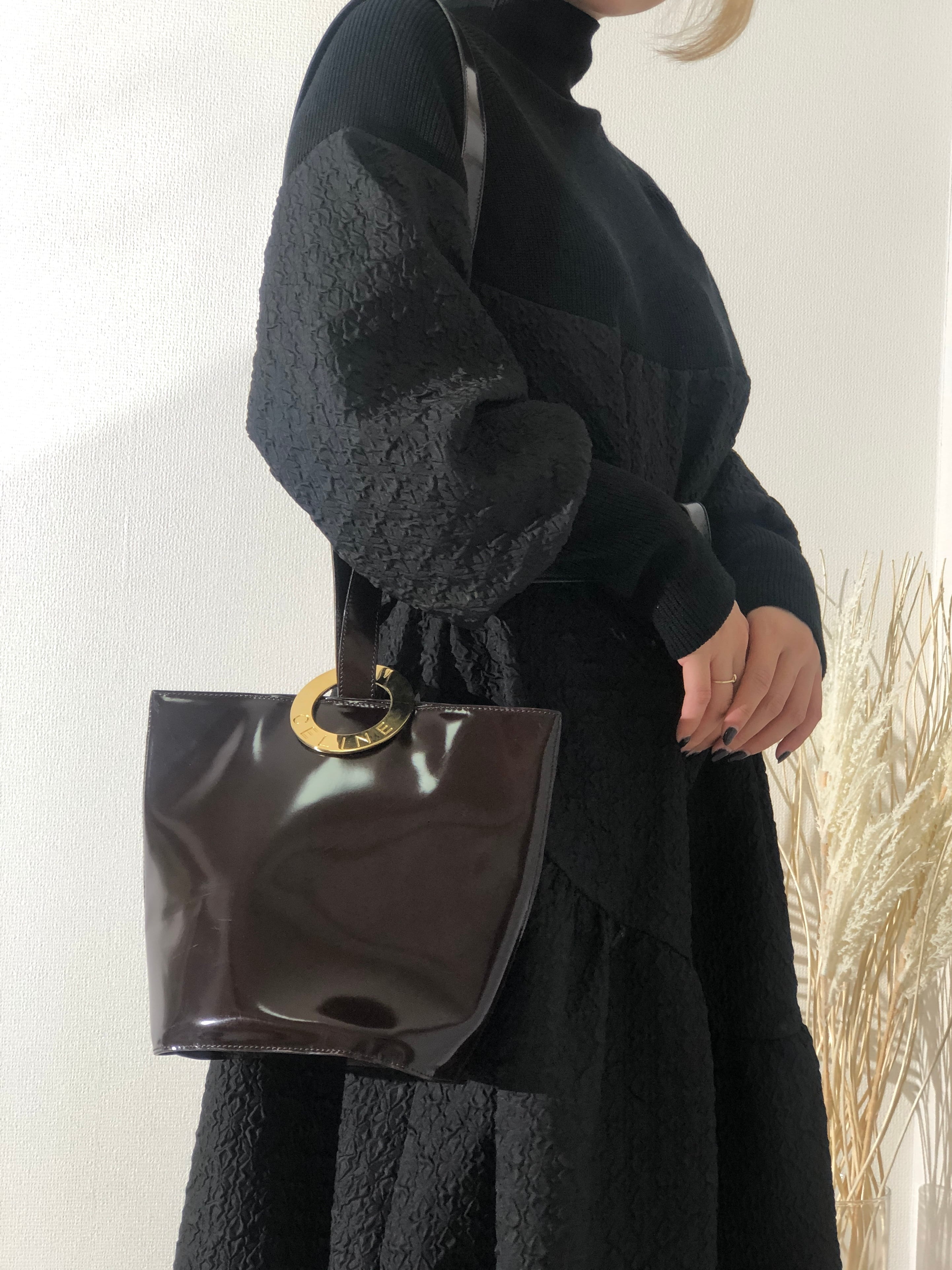 CELINE セリーヌ　ロゴサークル　レザー　ワンハンドル　ショルダーバッグ　ブラウン　vintage　ヴィンテージ　オールドセリーヌ　7huww6  | VintageShop solo powered by BASE