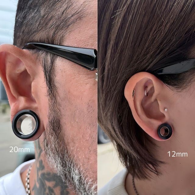 ピアス メンズ 0G 00G 2WAY ブラックシリコン ステンレススリーブ 拡張