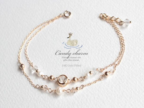 Candy charm Bracelet クリスタル 14KGF