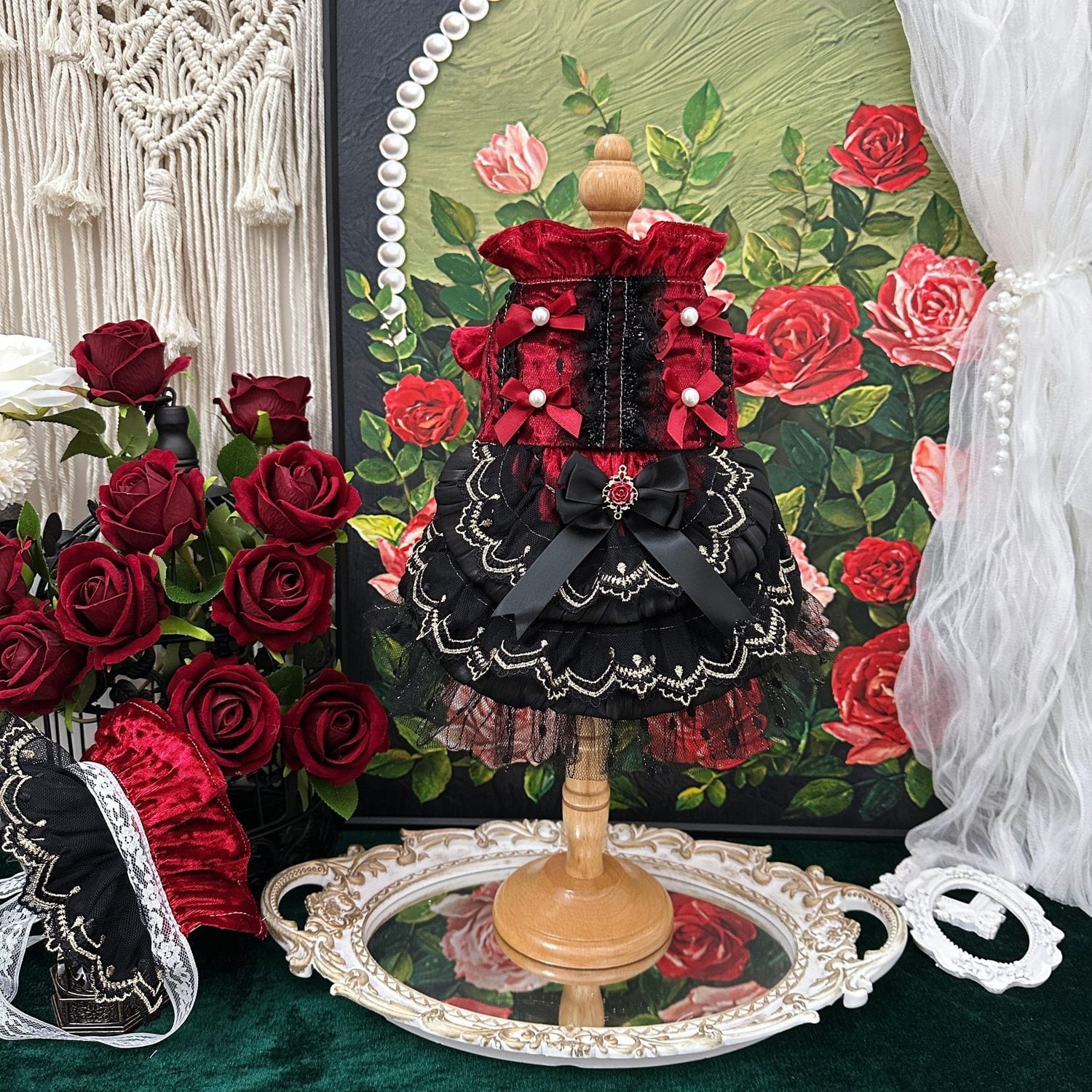 クラシカルレッド×ブラック・ロイヤルゴシックドレス 00803