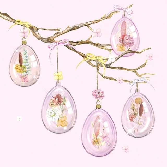 【Ambiente】バラ売り2枚 ランチサイズ ペーパーナプキン Glass Eggs ローズ