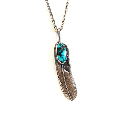 WHEELWORKS ホイールワークス  Cloud Mountain Turquoise Feather Pendant  クラウドマウンテン ターコイズ フェザーペンダント インディアンジュエリー