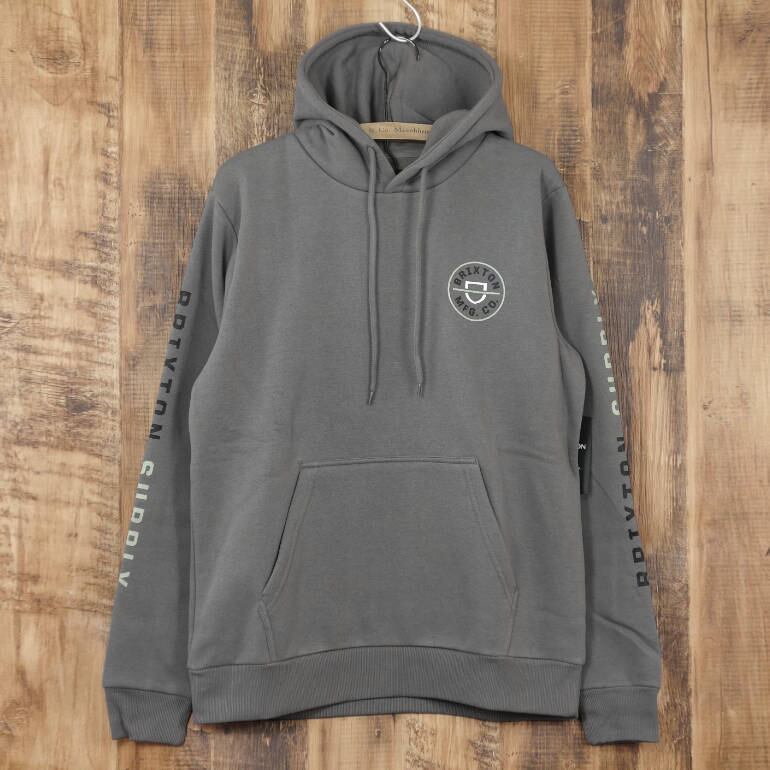 【即納】BRIXTON BERING ZIP HOOD FLEECE パーカー グレー BRIXTON ブリクストン プルオーバー パーカー メンズ CREST