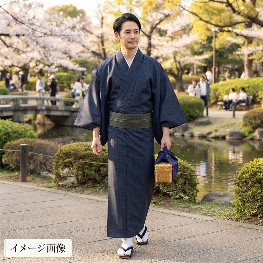 男性 大島紬】細かな 幾何学模様 亀甲 光沢 昭和レトロ カジュアル