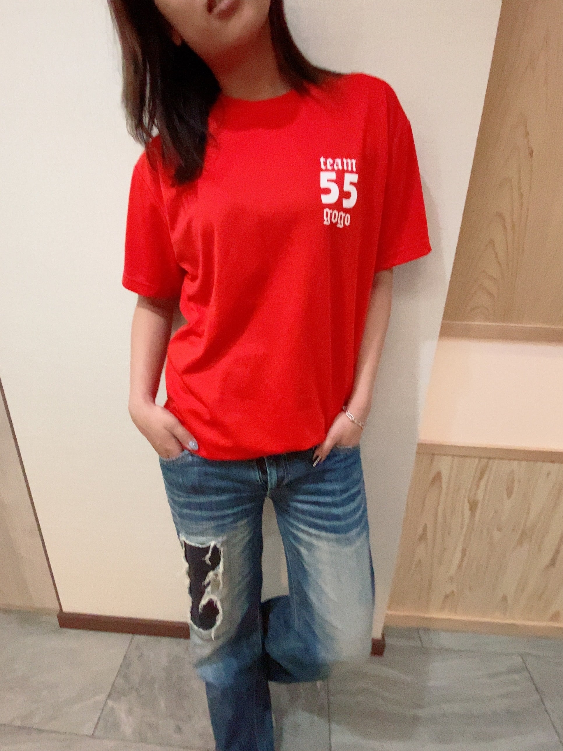 限界フル回転300回記念値下げ中】55Tシャツ（レッド／M～2XLサイズ