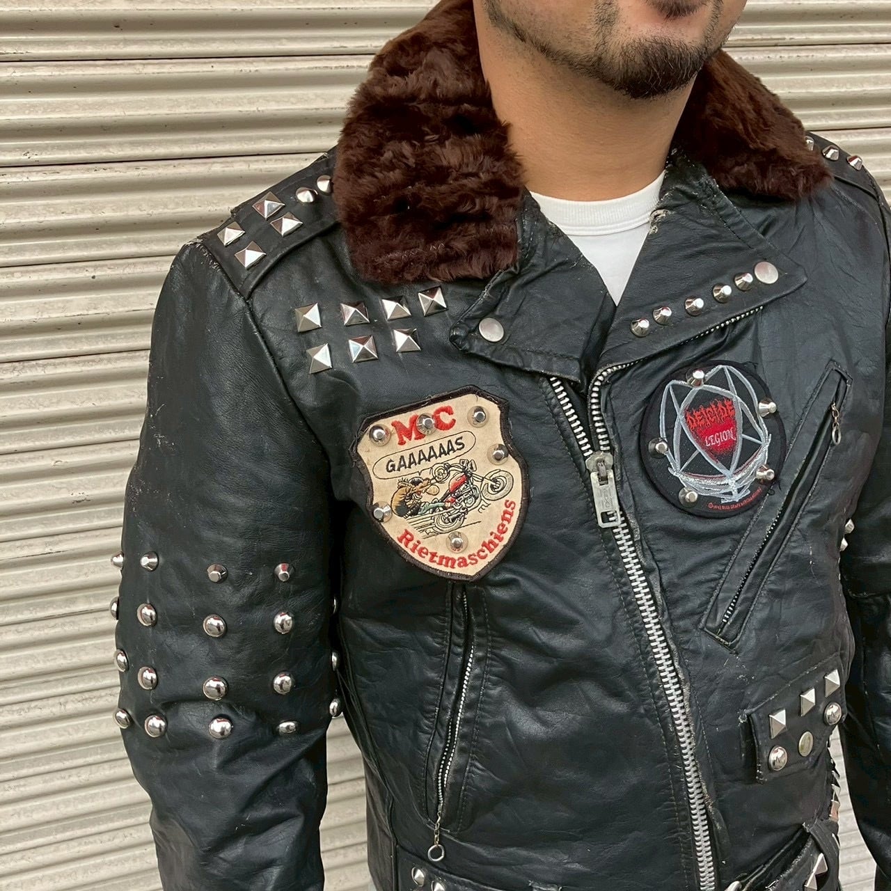 70s Sears シアーズ ヴィンテージ スタッズ カスタム レザー ダブル