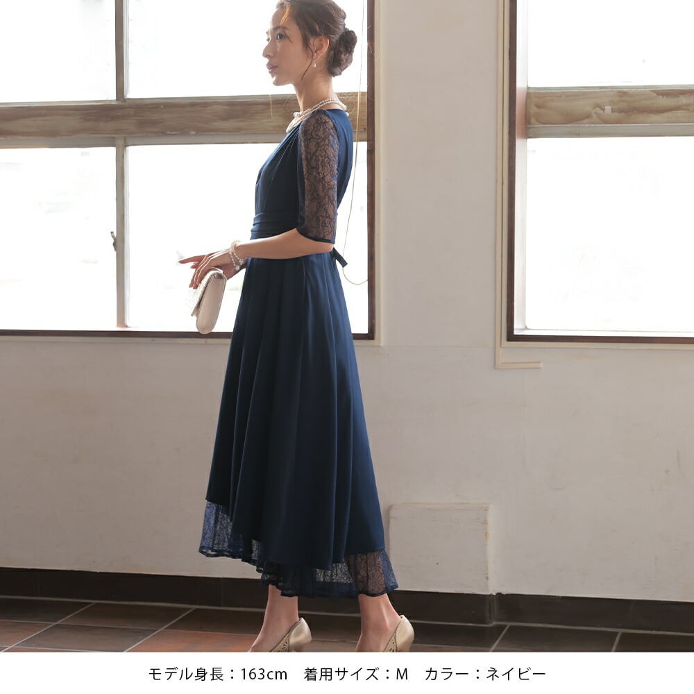 【新品】ハレモード 総レースドレス 紺 LL 大きいサイズ ワンピース 結婚式 新品】ハレモード 総レースドレス 紺 LL 大きいサイズ ワンピース 結婚