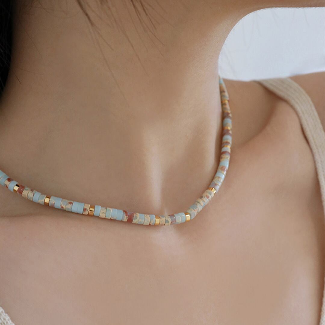 ビーズストーンネックレス K0243