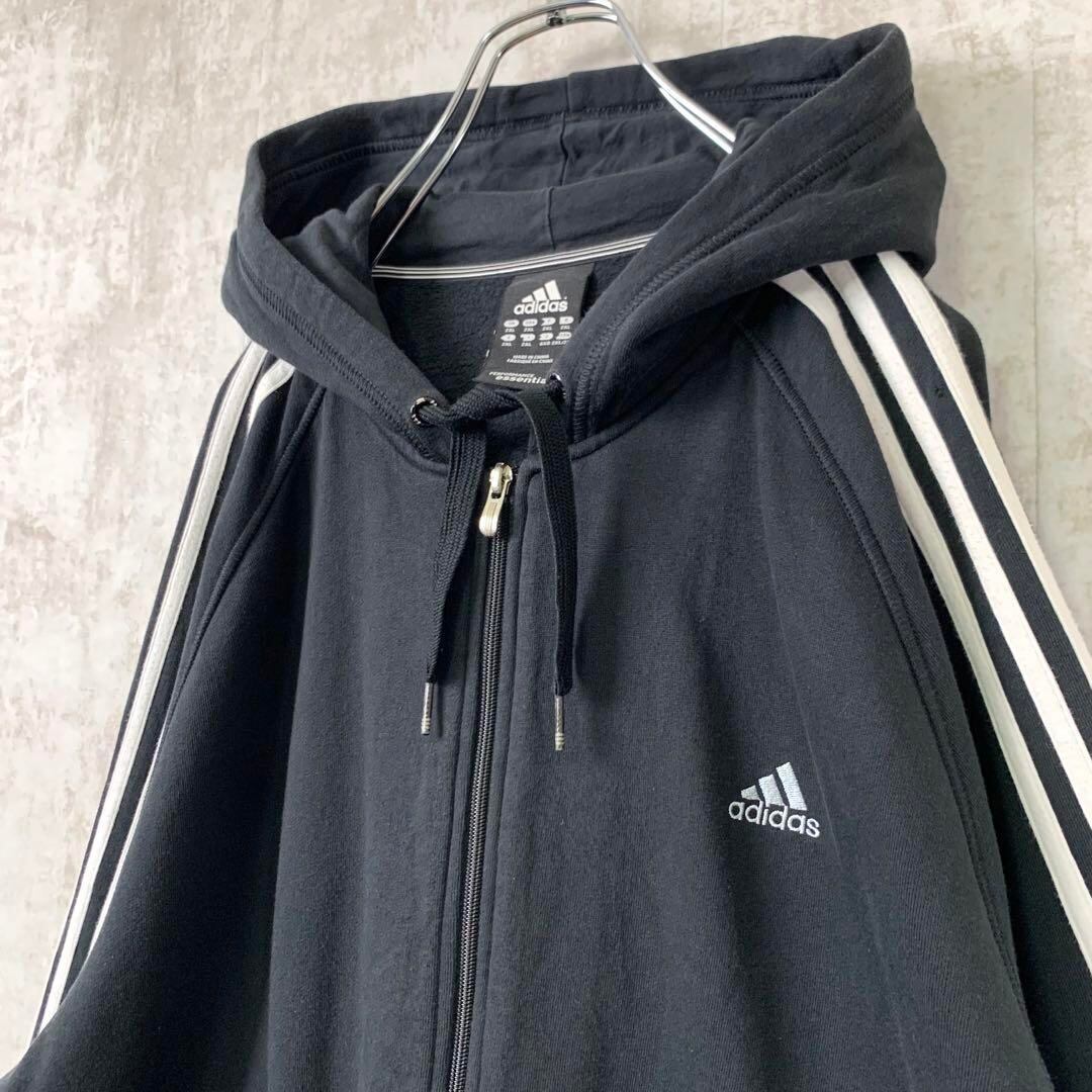 adidas originals【希少・サイズO（XL）】3ラインジップパーカー