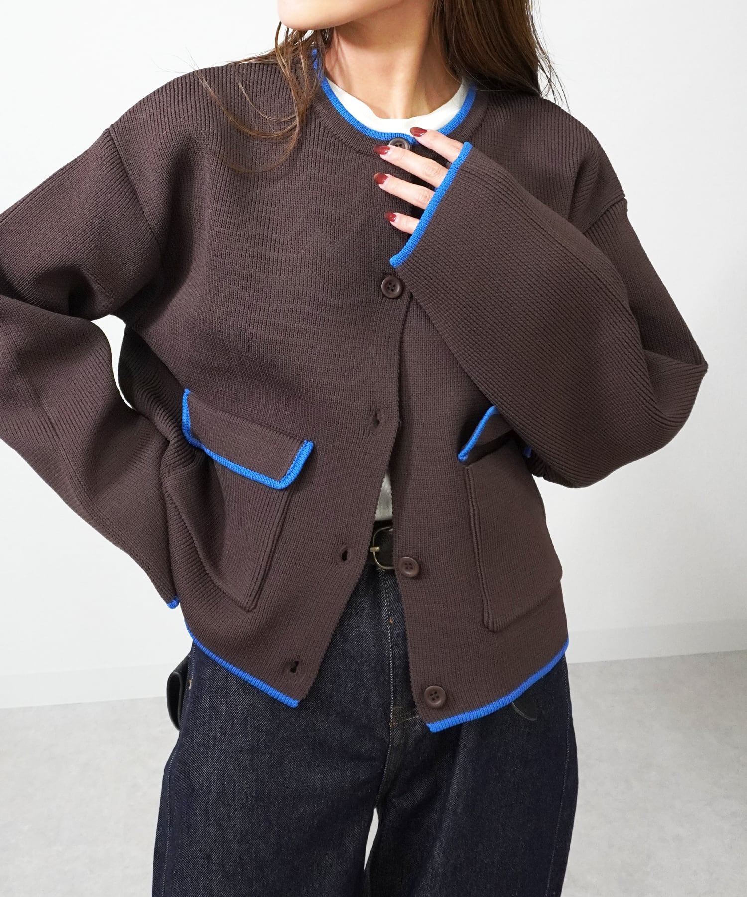 配色クルーネックCD 5152134(0924)