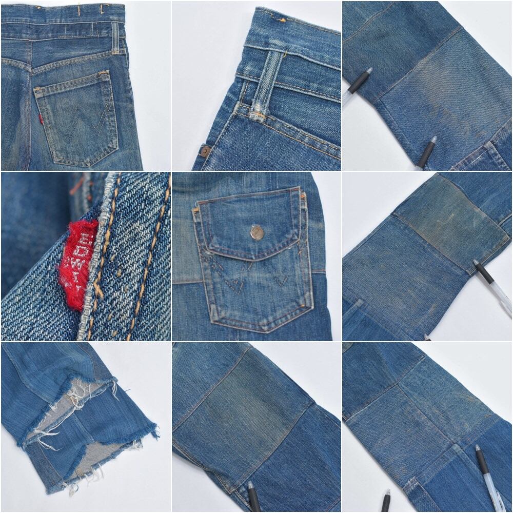 Remake ツギハギ パッチワーク デザイン フレアカット ジーンズ デニム