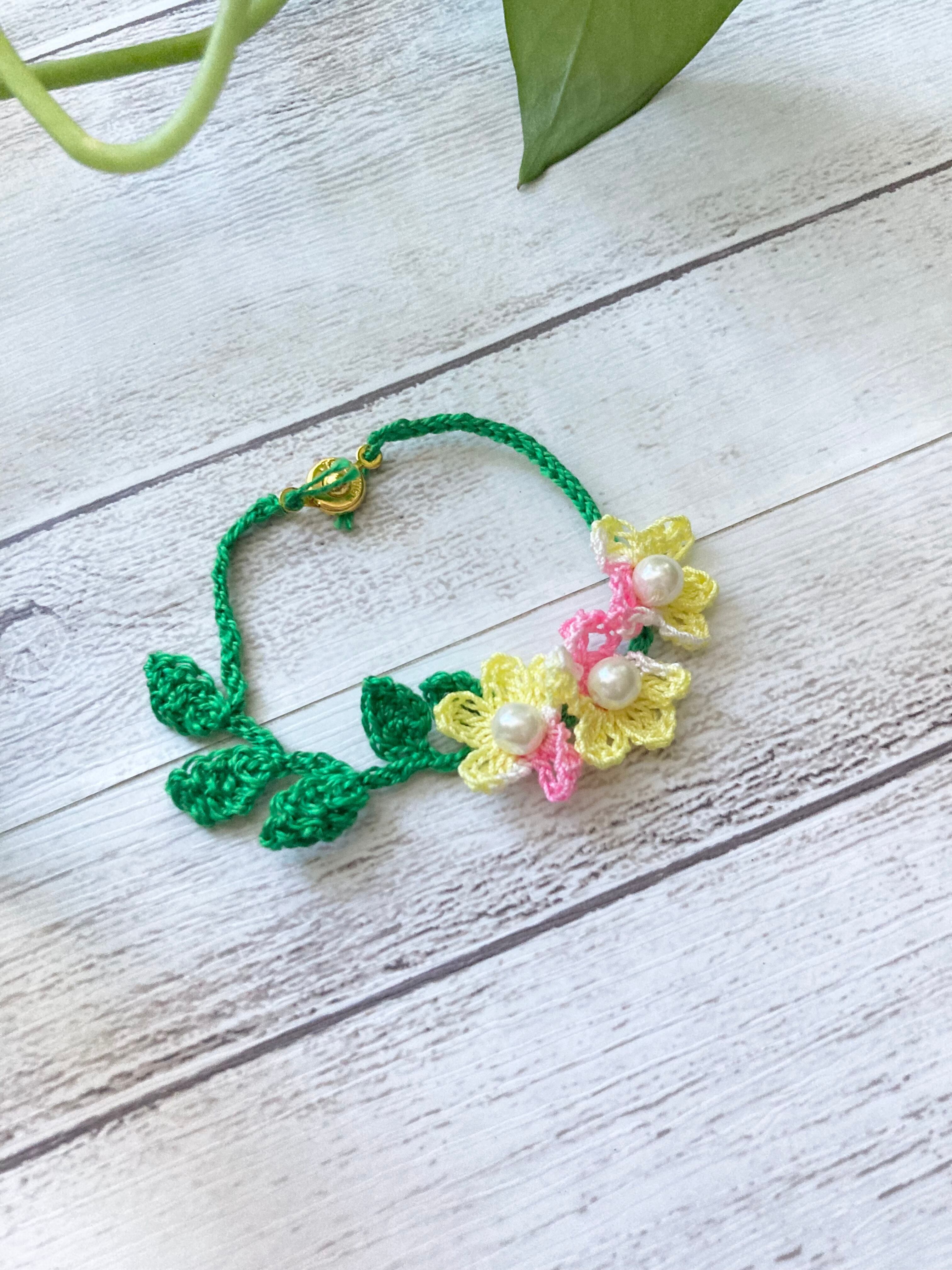 かぎ針編み お花モチーフ ブレスレット | kigokochi