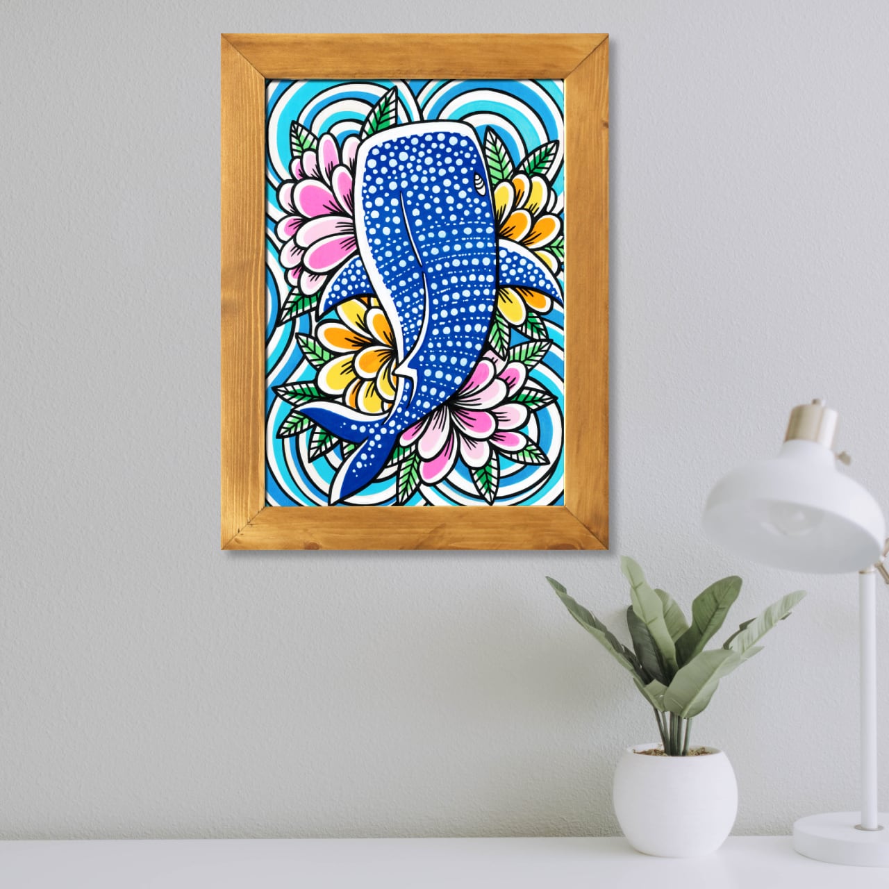 Wood Panel A3 Size（Jinbe Swim）with Frame | TAMO ART GALLERY