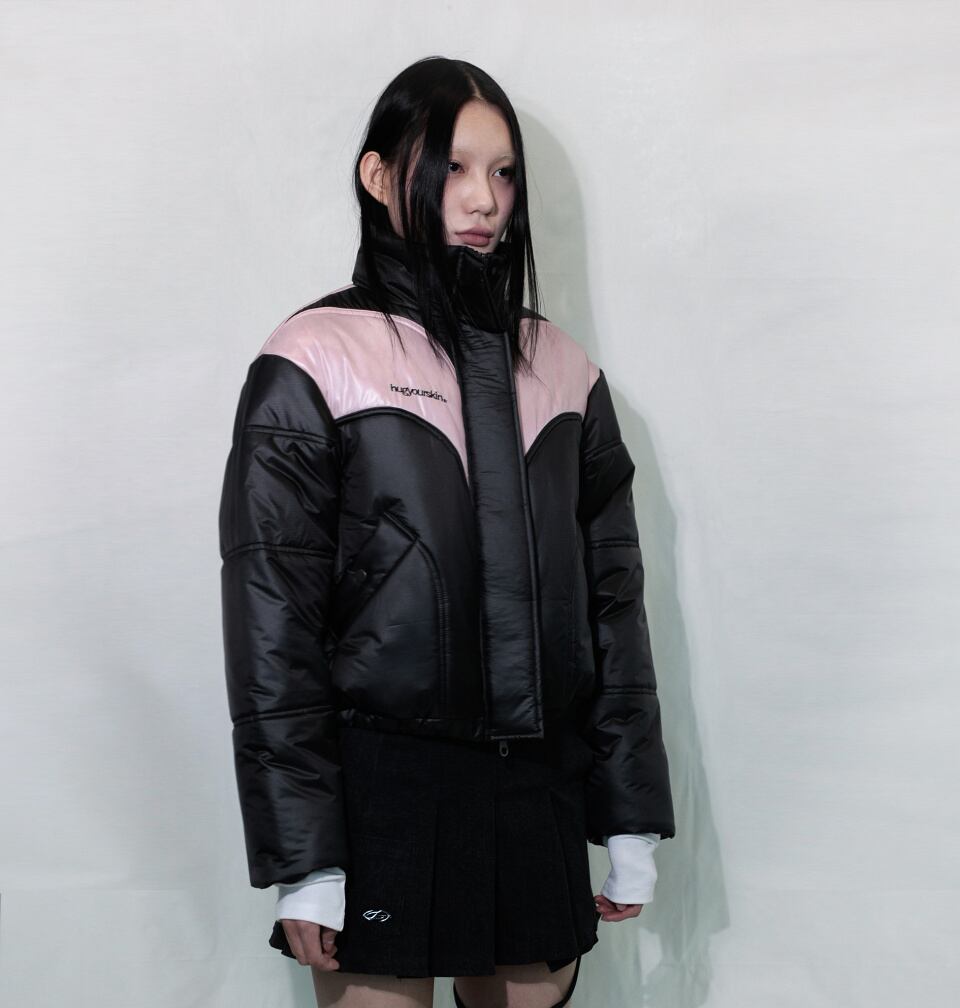hug your skin] puffer jacket (pink black) 正規品 韓国ブランド 韓国