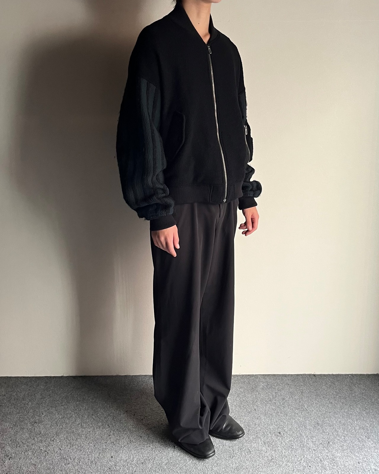 【DOMENICO SAVIO】wool sleeve switching bomber blouson