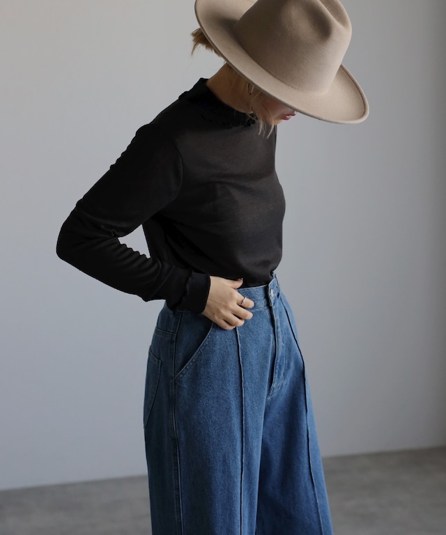 シアー切替メロートップス