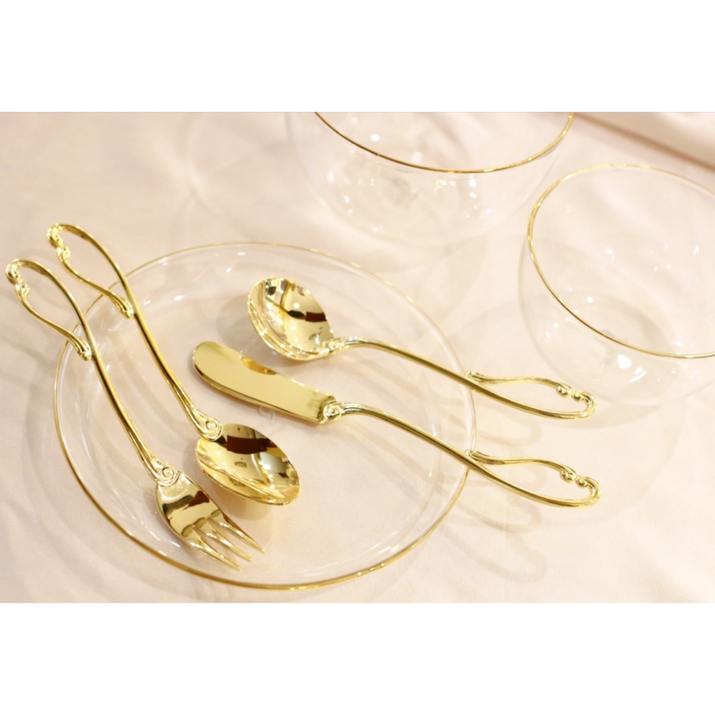 金縁ガラスプレート/ガラスの小皿/アクセサリートレイ/取分け皿