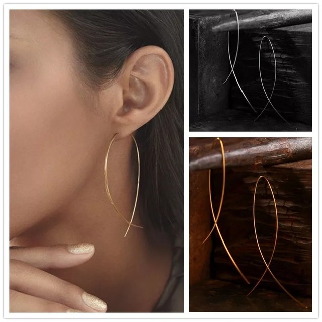 Wave Line Simple Earrings♥