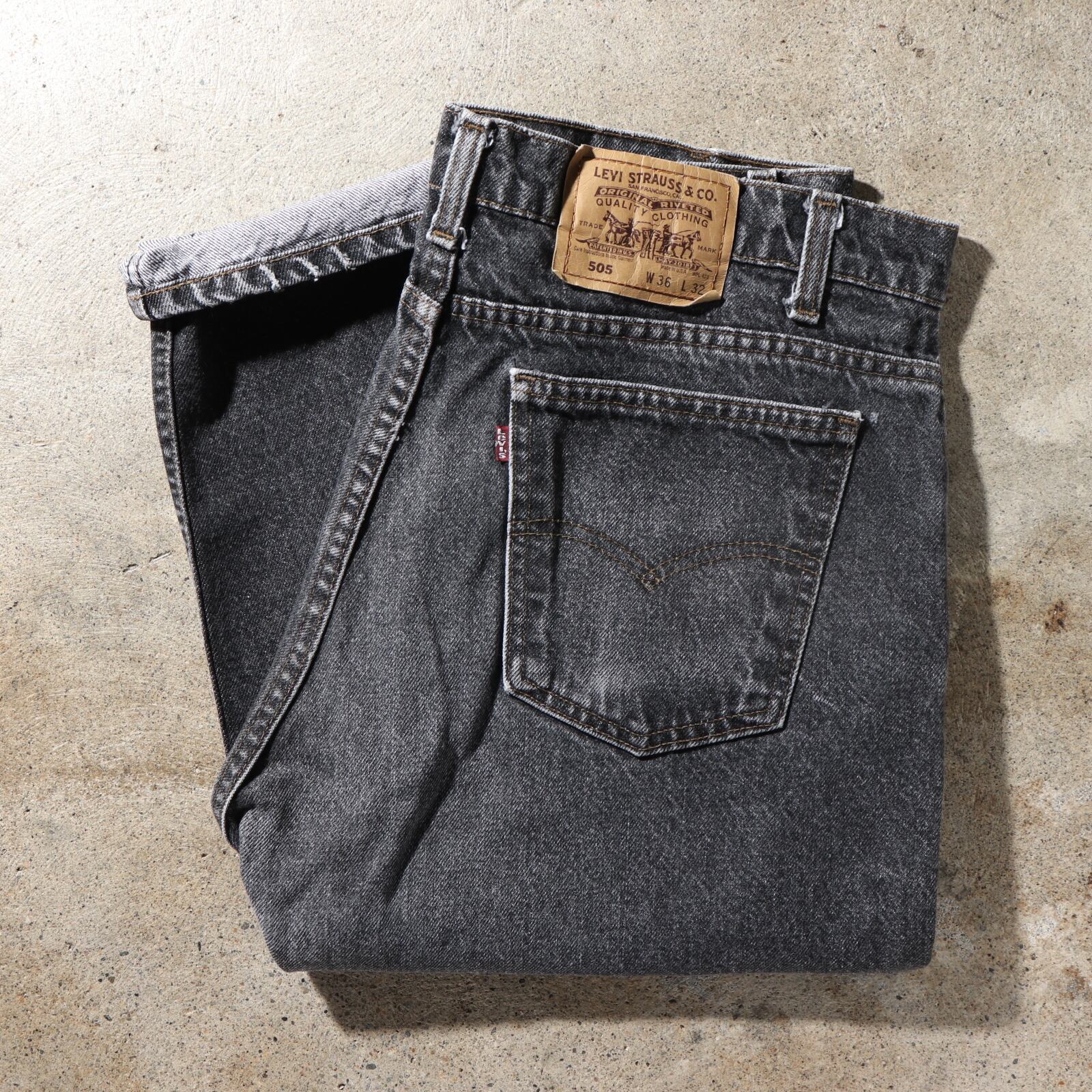 経年◎ 36×32 先染め 505 米国製 Levi 