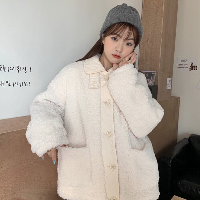 ガーリー Cute もこもこ ボアジャケット ウール コットン コート ガーリー Cute もこもこ ボアジャケット ウール コットン コート