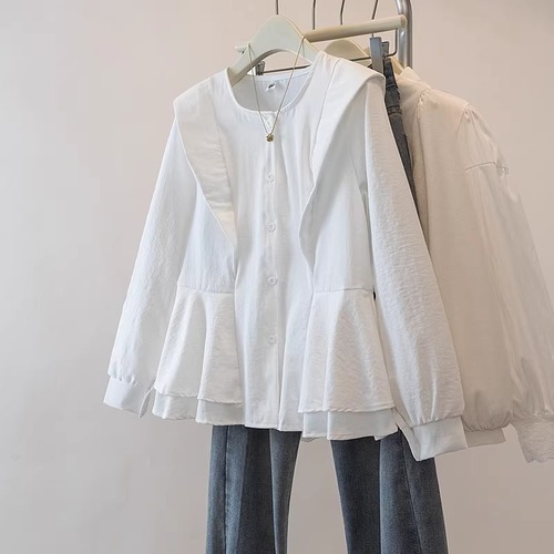 ティアードフリルペプラムブラウス ・74384