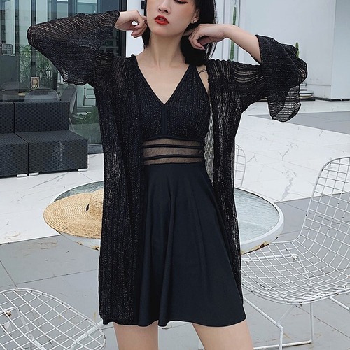 水着 ワンピース 羽織 シースルー 体型カバー 大きいサイズ シンプル ybh0719