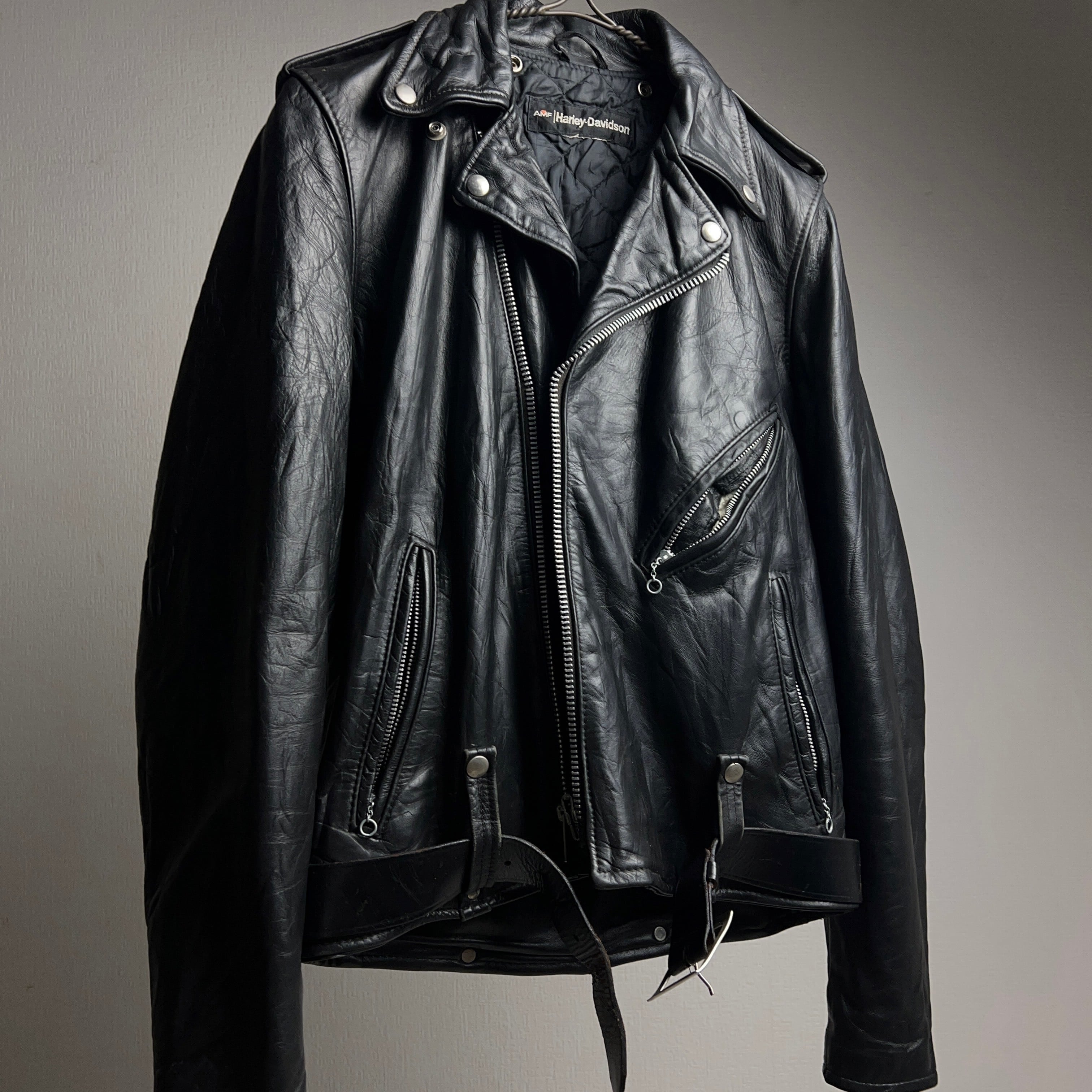 70's Harley-Davidson Riders Leather Jacket AMF CYCLE CHAMP 70年代