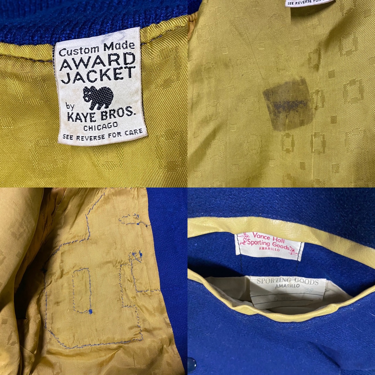 70年代 ビンテージ KAYE BROS ウールアワードジャケット スタジャン 