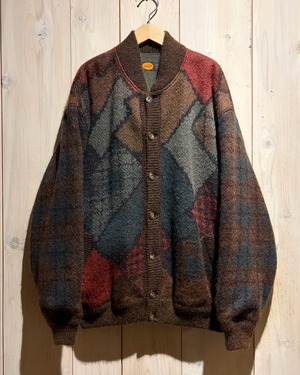 【a.k.a.C.a.k.a vintage】“Borsalino” Geometric Pattern Mohair × Alpaca Blend Euro Vintage Knit Jacket