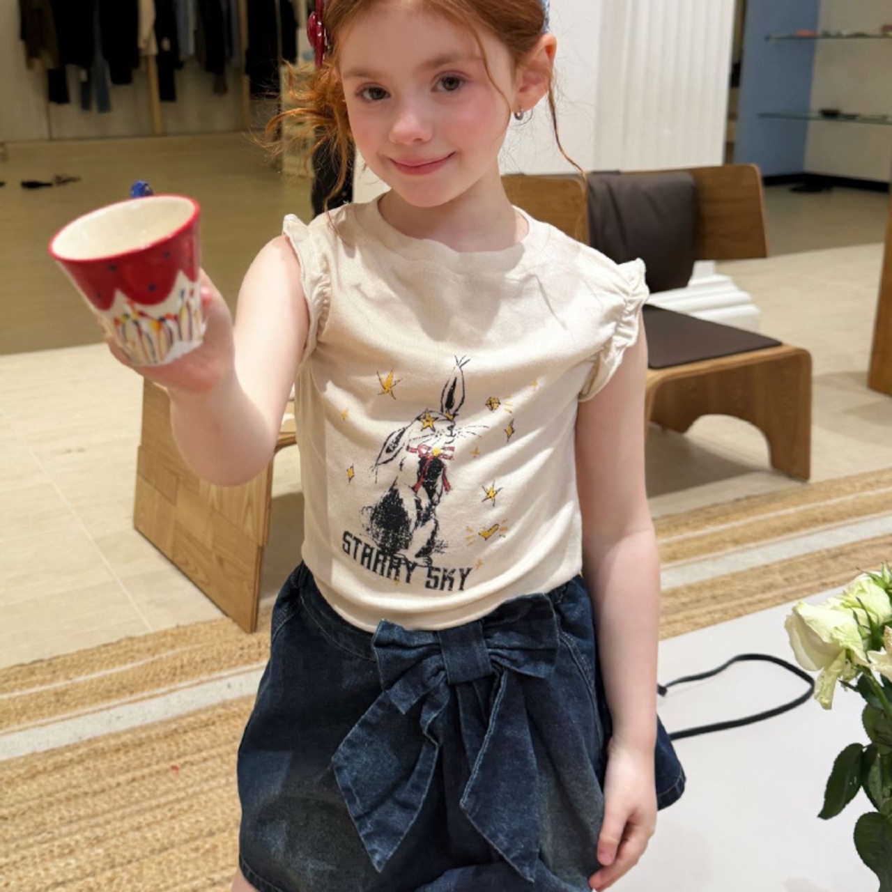 春蝶結びデザインデニムスカート