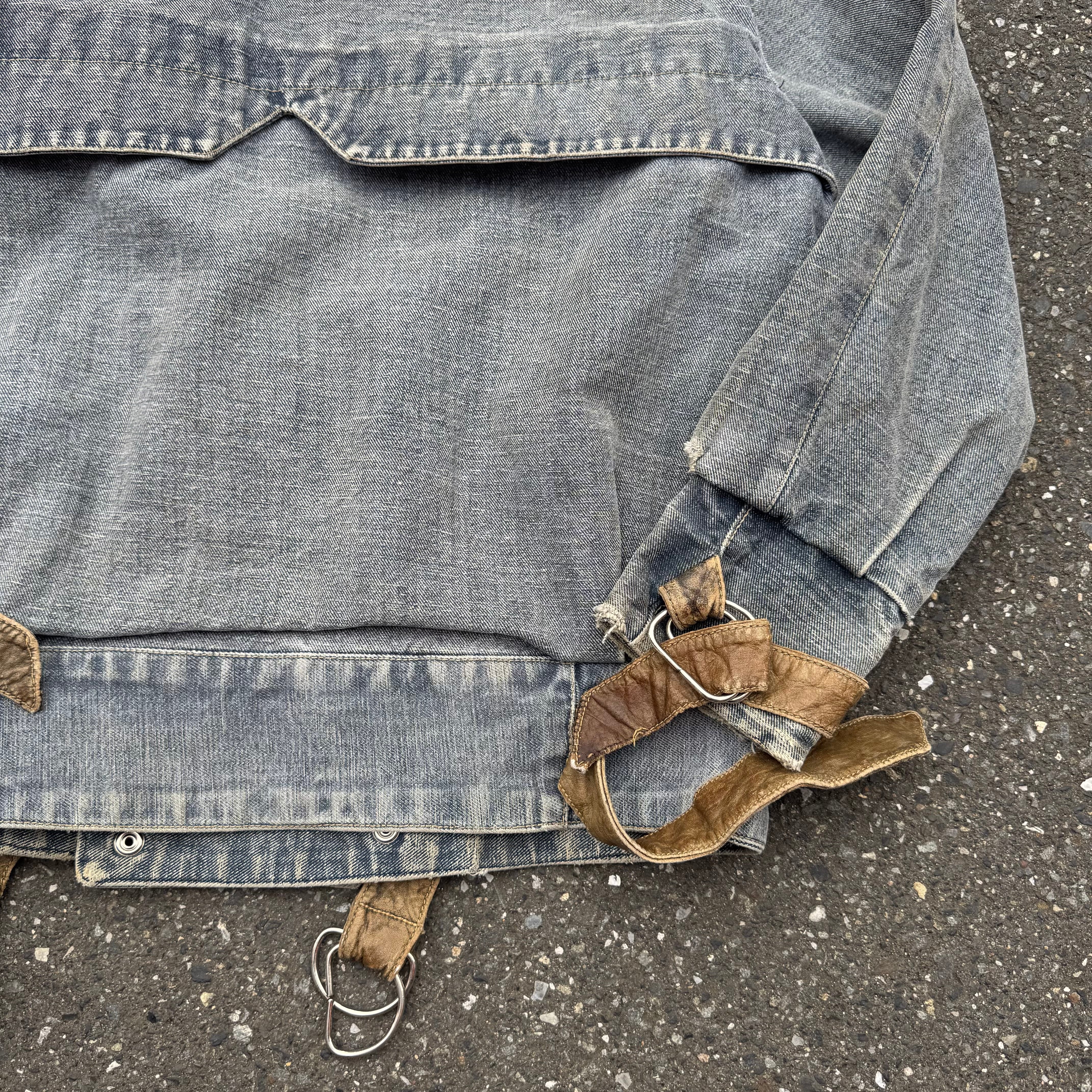 80-90s GUESS by GEORGES MARCIANO レザー切り替えWデニムジャケット