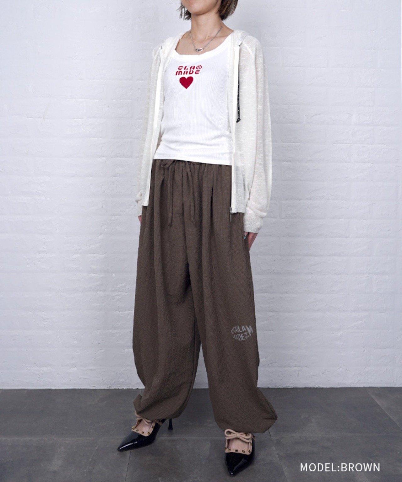 【直営限定ITEM】シアサッカールーズジョガーパンツ (BROWN)　CQ-48007H