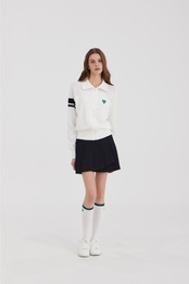 GOXO ゴーエックスオー スマイルハート エアリー ニットジップアップ ホワイト