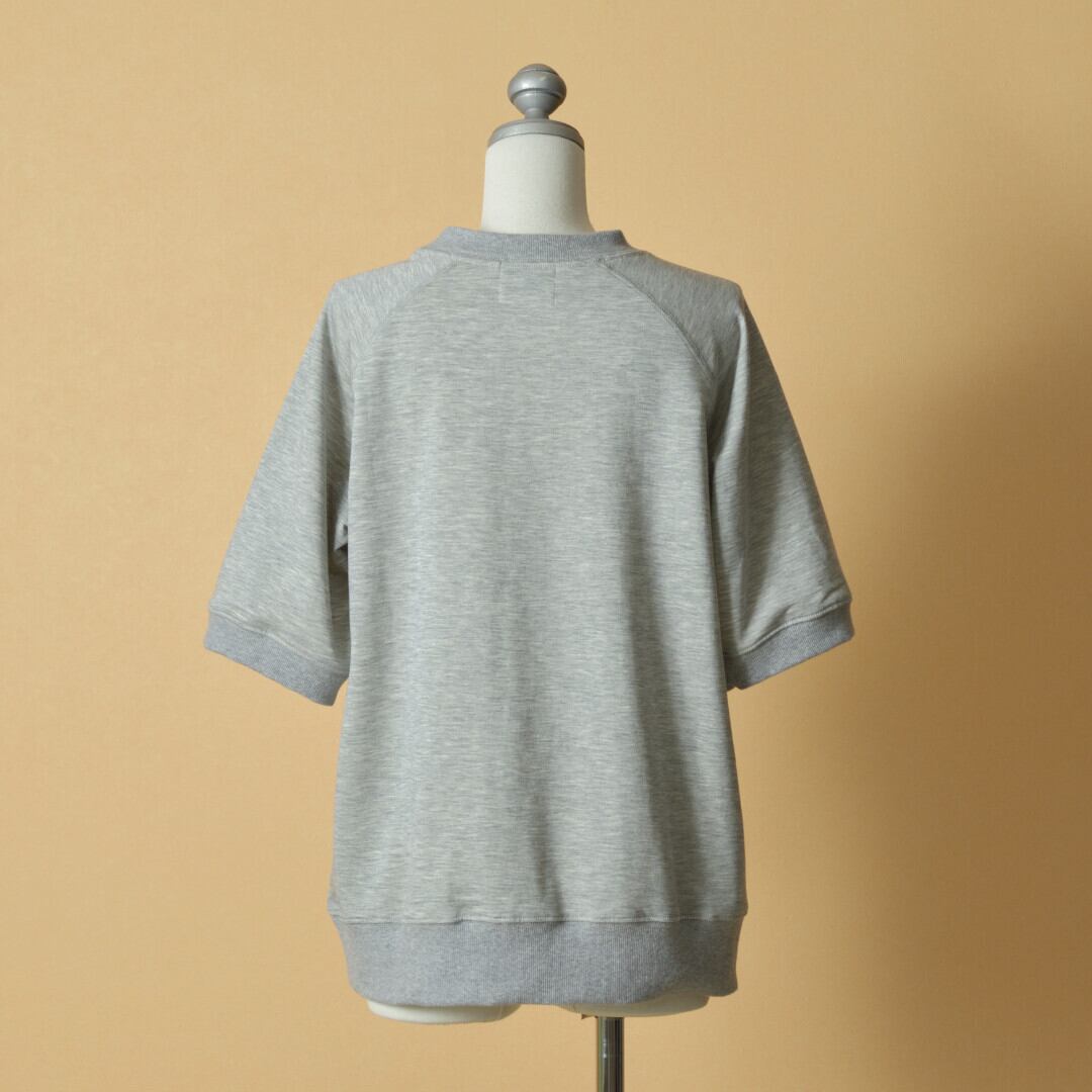 atelier naruse アトリエナルセ コットンリヨンセル裏毛半袖スウェット・ライト杢グレイ
