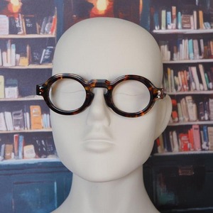 レトロスタイル眼鏡フレーム｜厚みある個性派リム｜ブラウンデミ×ネイビー　＊老眼鏡や伊達メガネにおすすめ