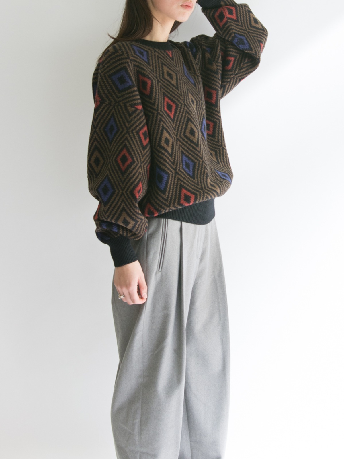 Ysl Geometry Pattern 【Yves Saint Laurent】Geometric pattern pullover knit(イヴ・サンローラン ジオメトリック柄 ...