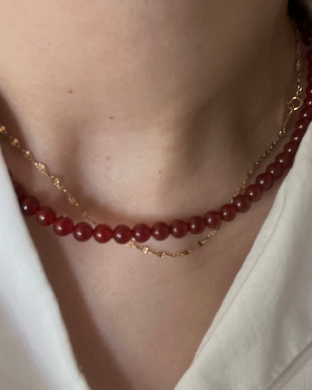 S925 Red agate 2way hook necklace (N242