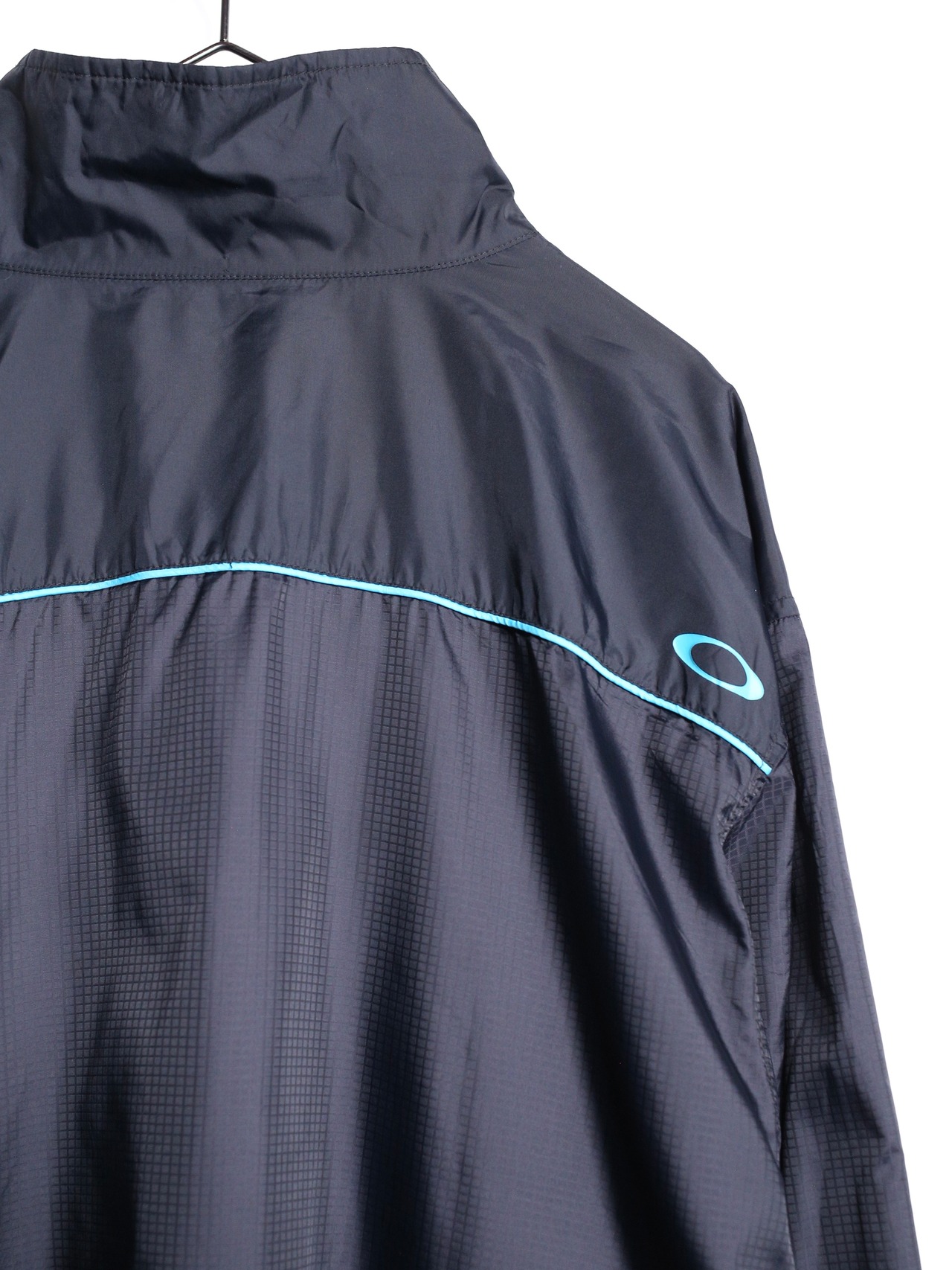 ”oakley” neon blue ellipse logo print nylon jacket - 14