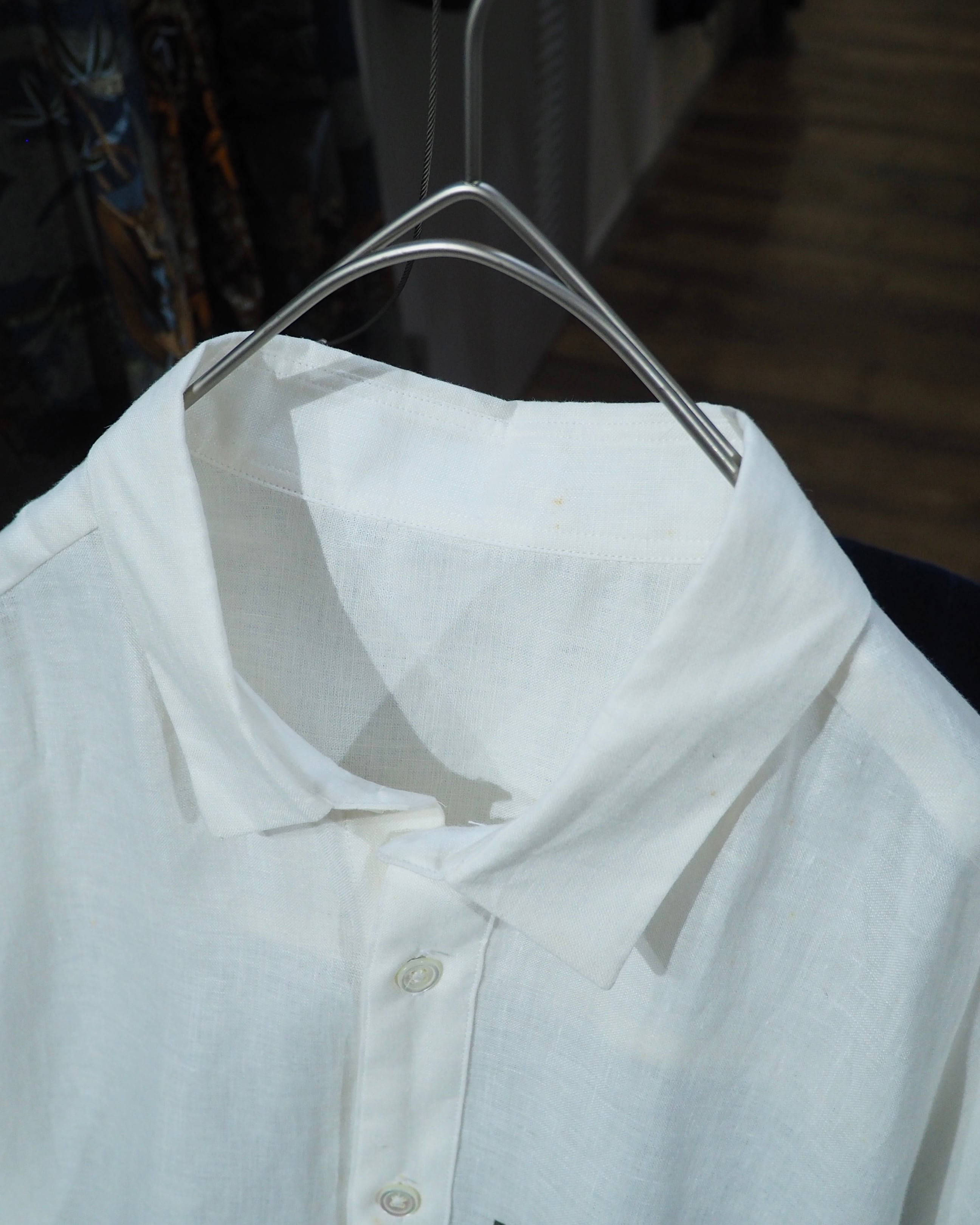" β " Seaside photo collage printed SS linen shirt