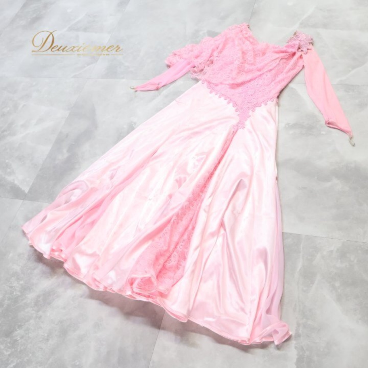 社交ダンス 衣装 ワンピース ドレス ピンク系 セキネ SEKINE 日本製 ピンク レース パーティ 発表会 レースワンピース ロングワンピース フレアスカート ふんわり 可愛い エレガント かわいい ピンクドレス ダンスドレス 発表会ドレス 舞台衣装 華やか フラワーレース 花柄レース レディース パーティー 衣装用