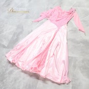 社交ダンス 衣装 ワンピース ドレス ピンク系 セキネ SEKINE 日本製 ピンク レース パーティ 発表会 レースワンピース ロングワンピース フレアスカート ふんわり 可愛い エレガント かわいい ピンクドレス ダンスドレス 発表会ドレス 舞台衣装 華やか フラワーレース 花柄レース レディース パーティー 衣装用