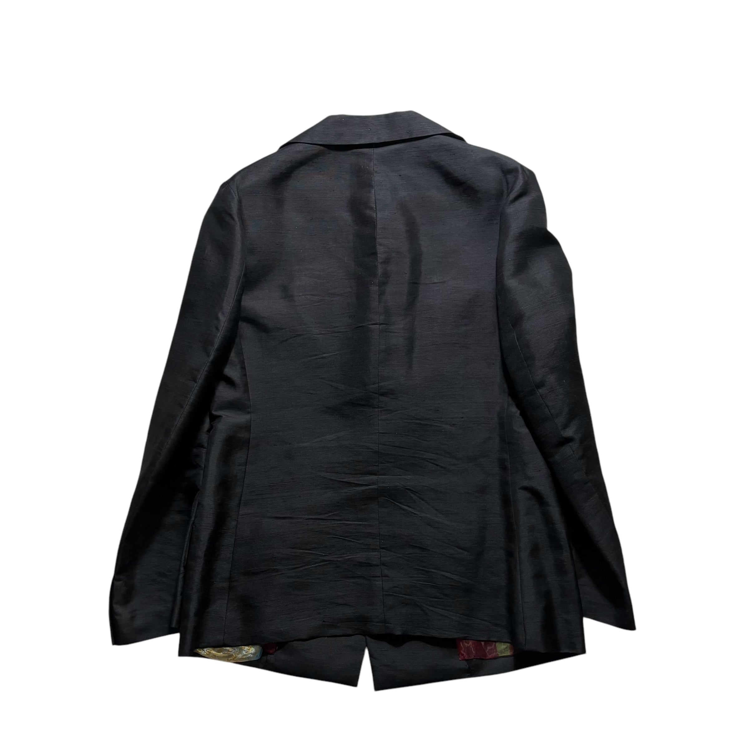 archive 1997SS YOHJI YAMAMOTO black silk jacket with see-through